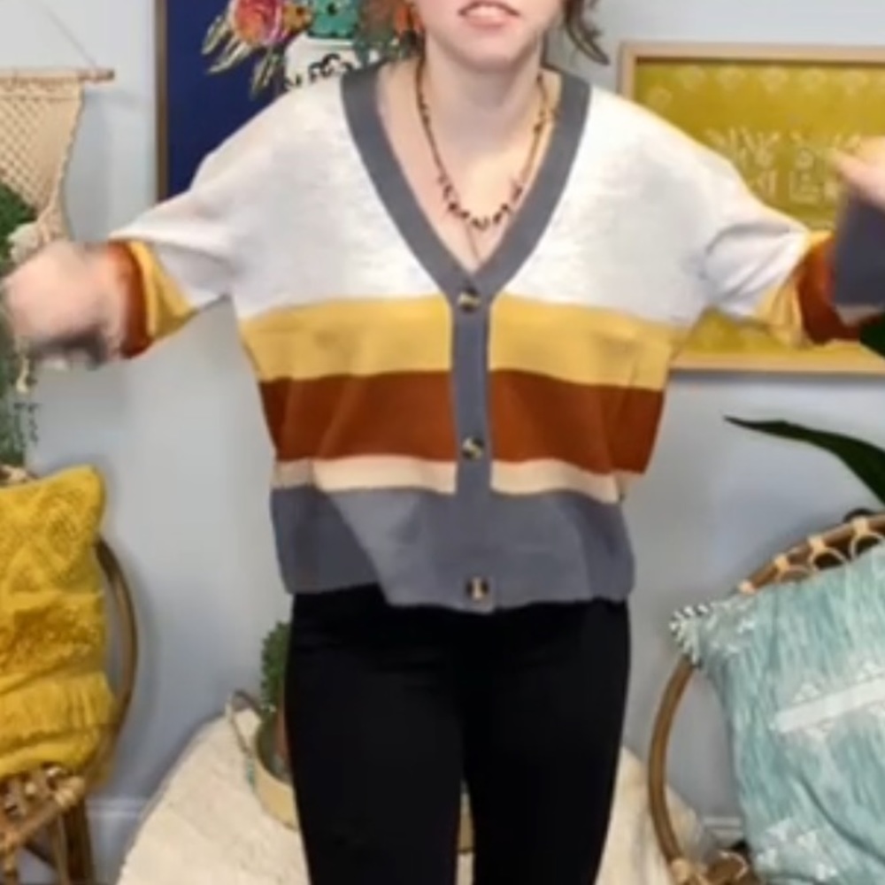 Hem & Thread Multicolor Striped Cardigan - Picture 5 of 6